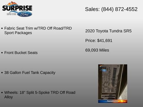 Used 2020 Toyota Tundra SR5 w/ TRD Off-Road Package AWD/4WD image 35
