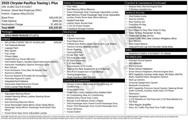 Used 2020 Chrysler Pacifica Touring-L Plus FWD image 5