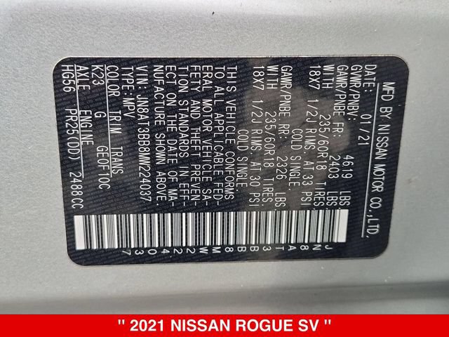 Used 2021 Nissan Rogue SV AWD/4WD image 40
