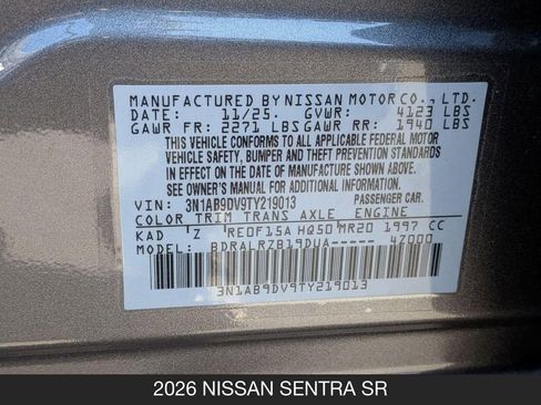 Certified 2026 Nissan Sentra SR w/ Floor Mat Package FWD image 24