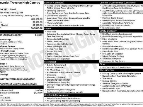 New 2026 Chevrolet Traverse High Country w/ LPO, Floor Liner Package image 3