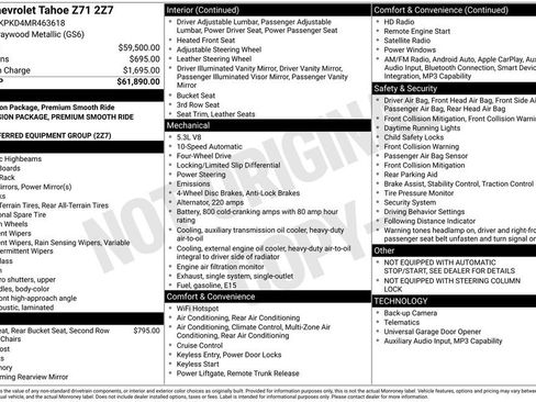 Used 2021 Chevrolet Tahoe Z71 AWD/4WD image 5