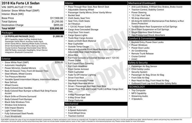 Used 2018 Kia Forte LX w/ LX Popular Package FWD image 11