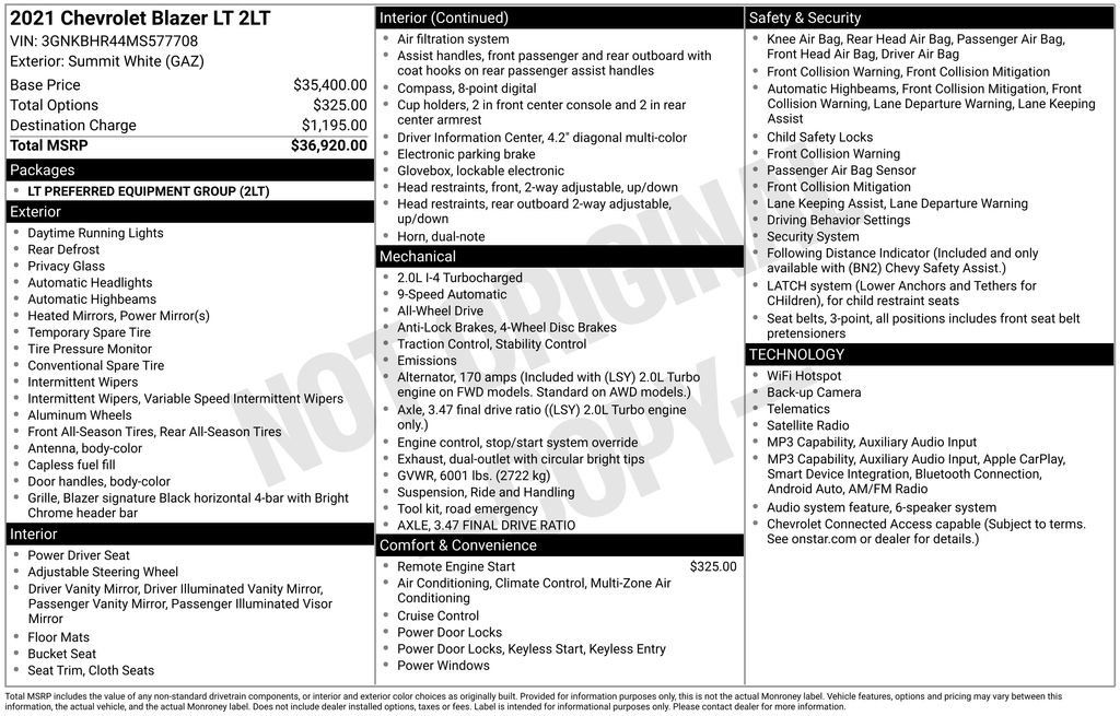 Certified 2021 Chevrolet Blazer LT AWD/4WD image 31