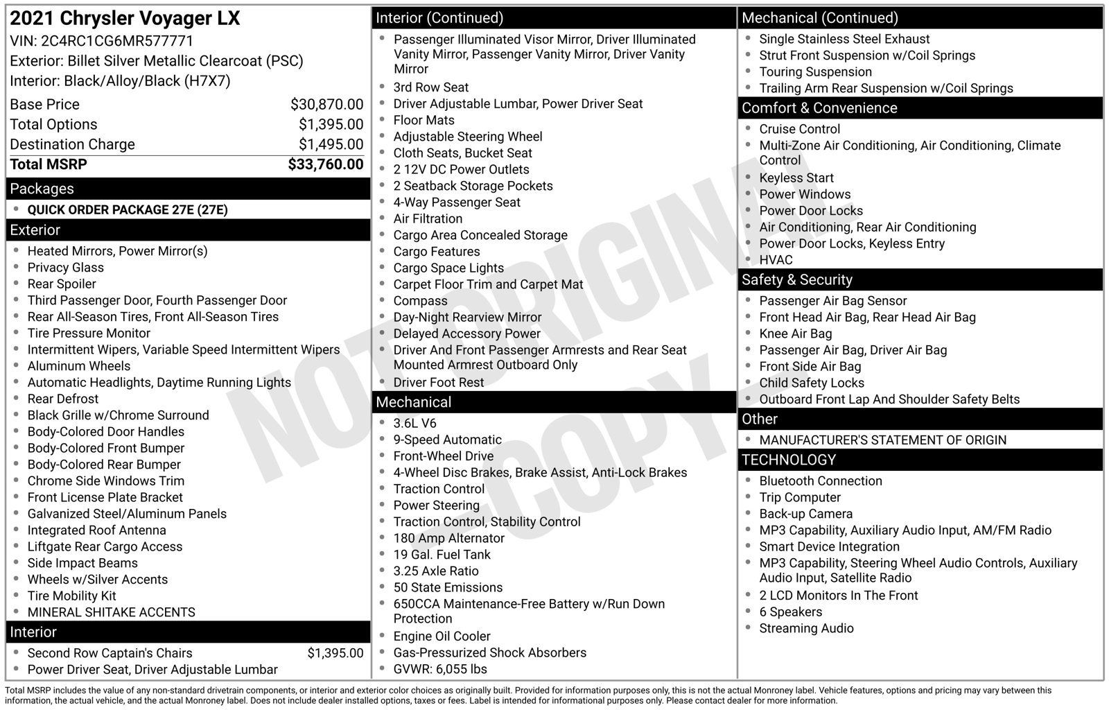 Used 2021 Chrysler Voyager LX FWD image 27