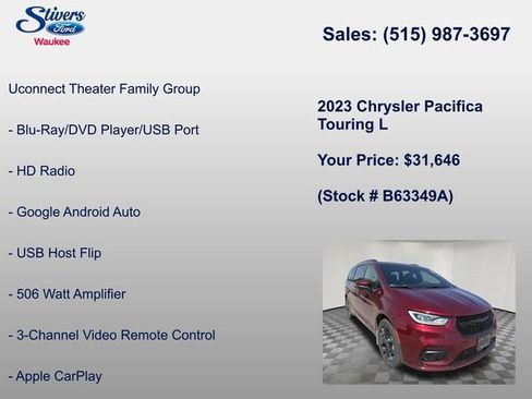 Used 2023 Chrysler Pacifica Touring-L w/ Uconnect Theater Family Group AWD/4WD image 31