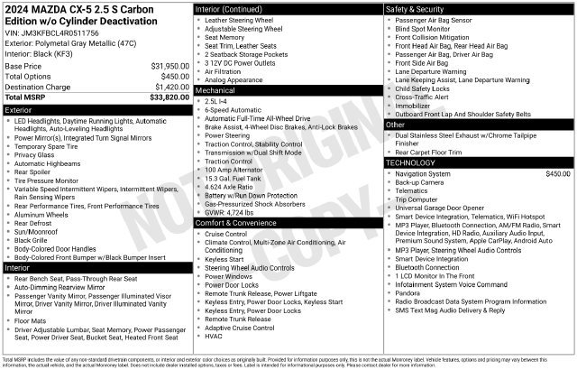 Used 2024 MAZDA CX-5 Carbon Edition AWD/4WD image 6