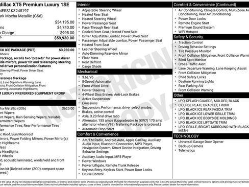 Used 2019 Cadillac XT5 Premium Luxury w/ LPO, Black Ice Package image 1