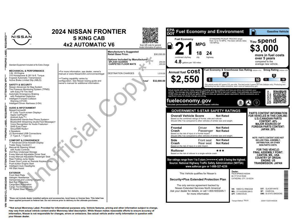 Used 2024 Nissan Frontier S RWD image 7