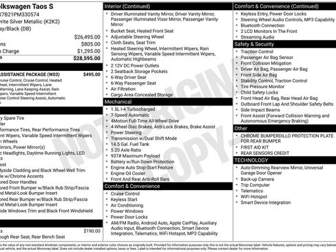 Certified 2023 Volkswagen Taos S w/ Driver Assistance Package image 39
