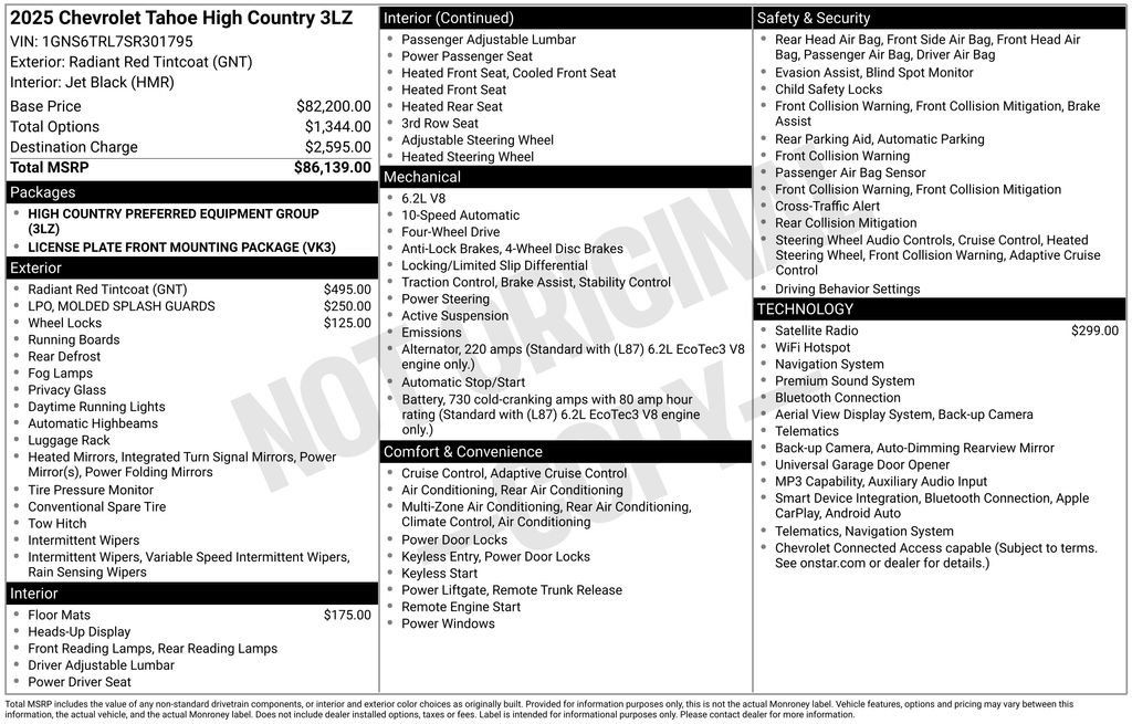 Certified 2025 Chevrolet Tahoe High Country AWD/4WD image 44