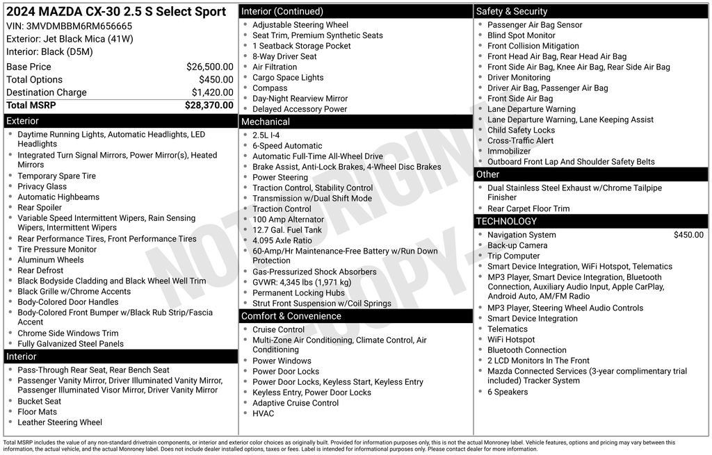 Used 2024 MAZDA CX-30 AWD 2.5 S w/ Select Sport Pkg image 17
