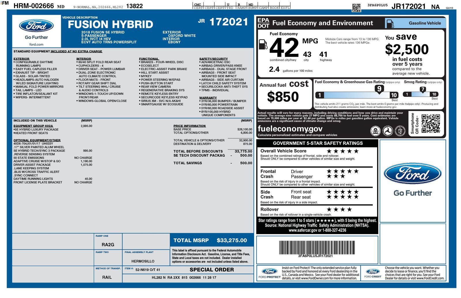Used 2018 Ford Fusion SE w/ Equipment Group 602A FWD image 4
