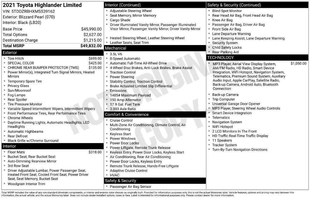 Used 2021 Toyota Highlander Limited AWD/4WD image 23