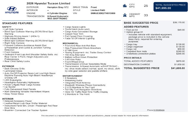 New 2026 Hyundai Tucson Limited FWD image 3