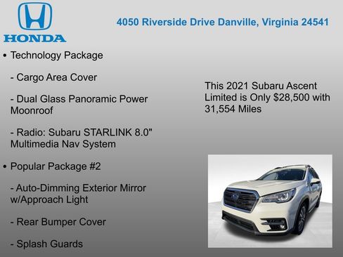 Used 2021 Subaru Ascent Limited w/ Technology Package AWD/4WD image 7