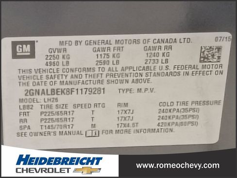 Used 2015 Chevrolet Equinox LT w/ Driver Convenience Package image 15