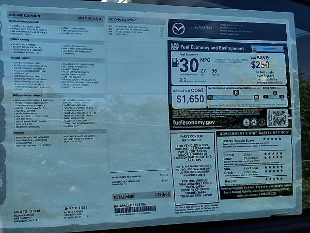 New 2026 MAZDA MAZDA3 2.5 S Sedan w/ Preferred Pkg FWD image 24