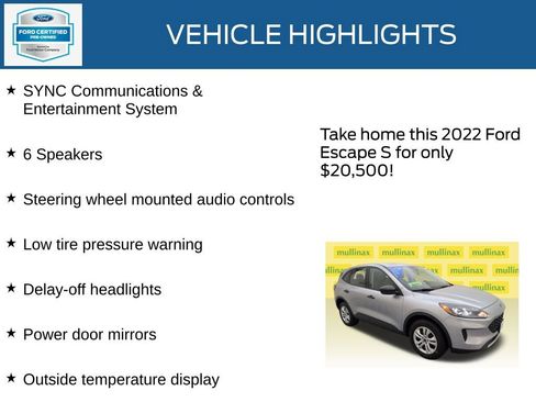 Certified 2022 Ford Escape S AWD/4WD image 21