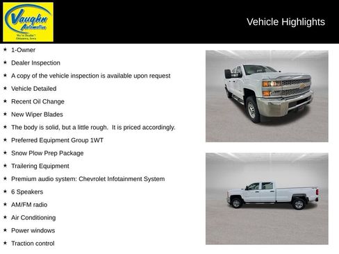 Used 2019 Chevrolet Silverado 2500 W/T w/ Snow Plow Prep Package image 2