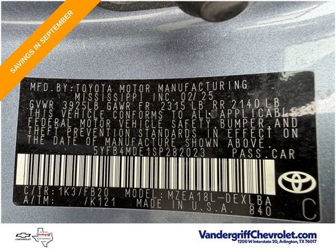 Used 2025 Toyota Corolla LE FWD image 26