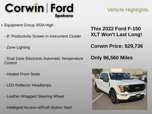 Used 2022 Ford F150 XLT w/ Equipment Group 302A High AWD/4WD image 12