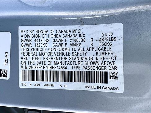 Certified 2022 Honda Civic EX image 33