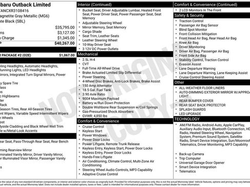 Used 2024 Subaru Outback Limited w/ Popular Package #2 AWD/4WD image 16