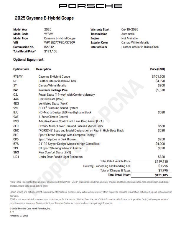 Certified 2025 Porsche Cayenne E-Hybrid Coupe AWD/4WD image 6