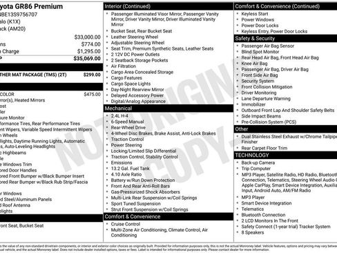 Used 2025 Toyota GR86 Premium w/ ALL Weather Mat Package (TMS) RWD image 7
