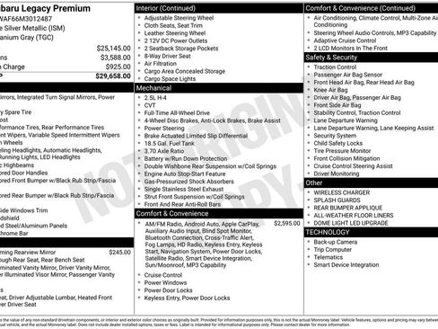 Certified 2021 Subaru Legacy Premium AWD/4WD image 31