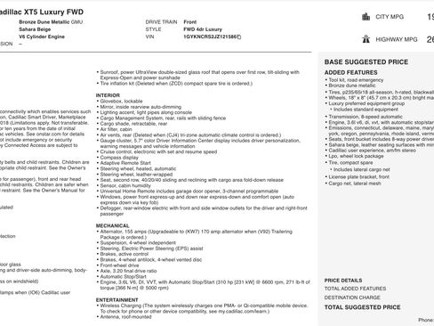 Used 2018 Cadillac XT5 Luxury w/ LPO, Wheel Lock Package image 2