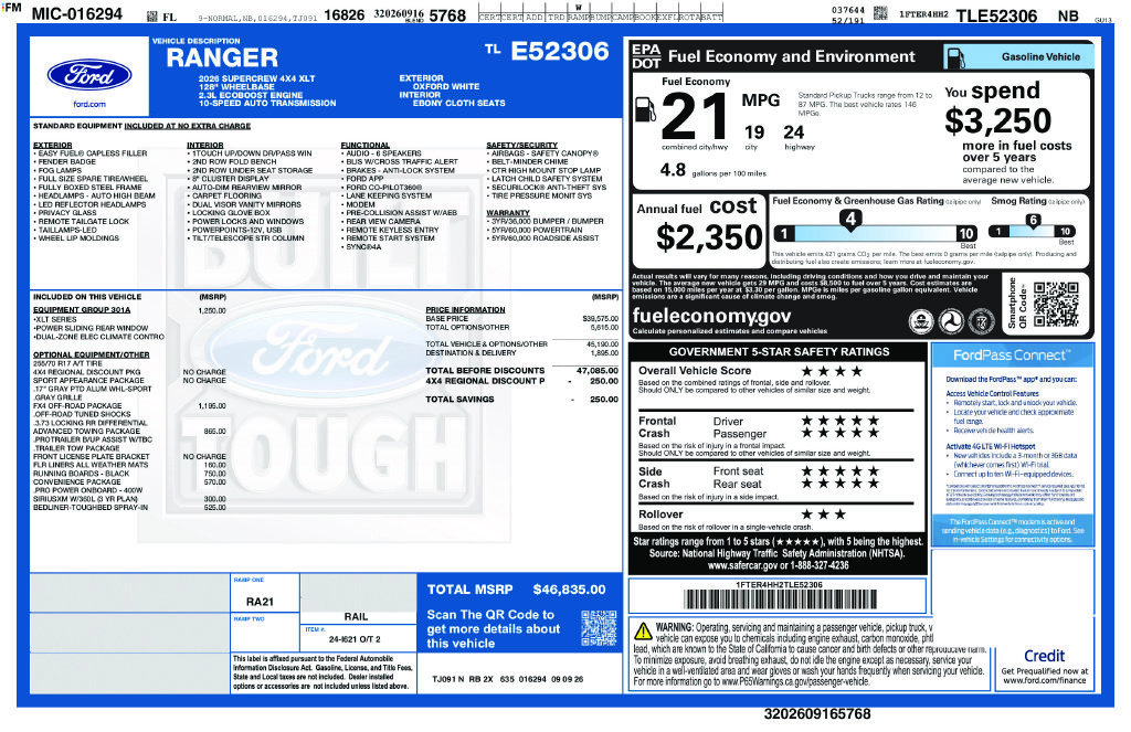 New 2026 Ford Ranger XLT w/ Equipment Group 301A High AWD/4WD image 6