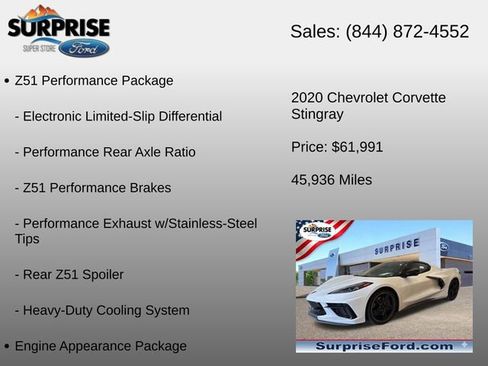 Used 2020 Chevrolet Corvette Stingray Preferred Cpe w/ 2LT Preferred Equipment Group RWD image 14