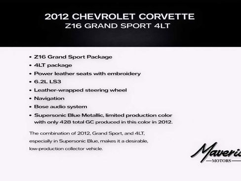 Used 2012 Chevrolet Corvette Grand Sport w/ 4LT Preferred Equipment Group image 3