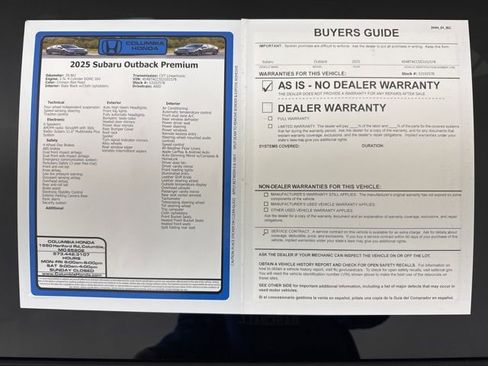 Used 2025 Subaru Outback Premium w/ Popular Package #1A image 37