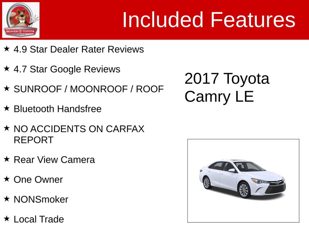 Used 2017 Toyota Camry LE w/ Moonroof Package FWD image 4