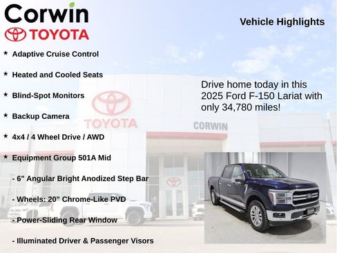 Used 2025 Ford F150 Lariat w/ Equipment Group 501A Mid AWD/4WD image 7