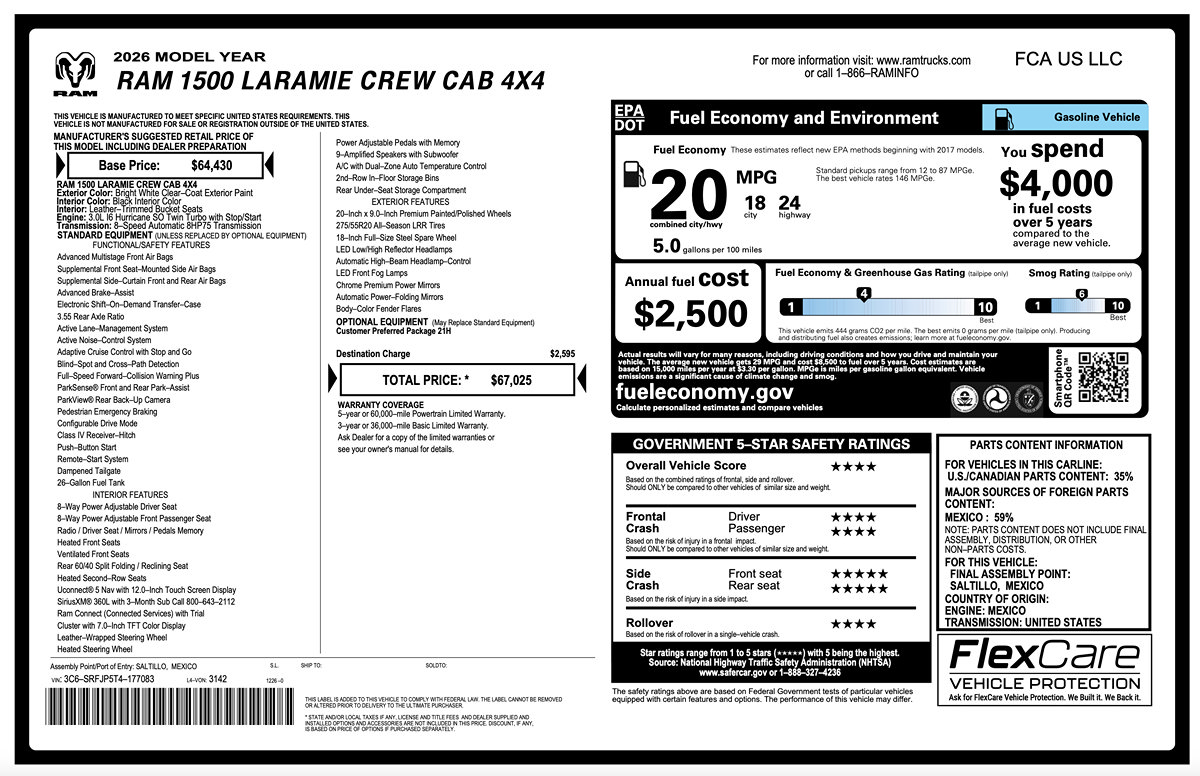 Used 2026 RAM 1500 Laramie AWD/4WD image 2