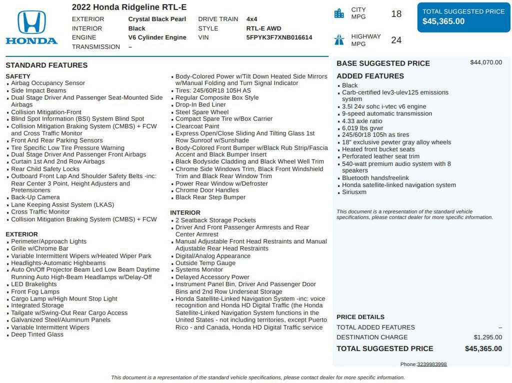 Used 2022 Honda Ridgeline RTL-E image 1