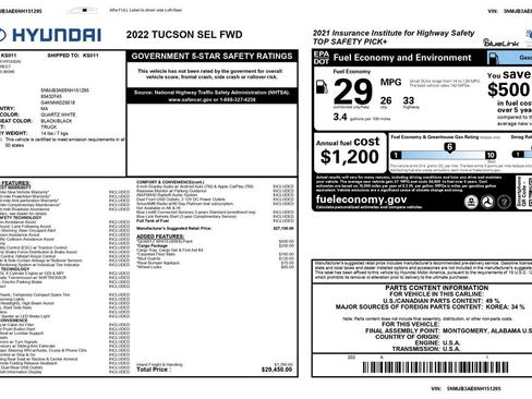 Used 2022 Hyundai Tucson SEL w/ Cargo Package FWD image 7