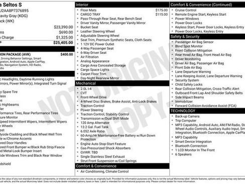 Used 2023 Kia Seltos S w/ Navigation Package FWD image 10
