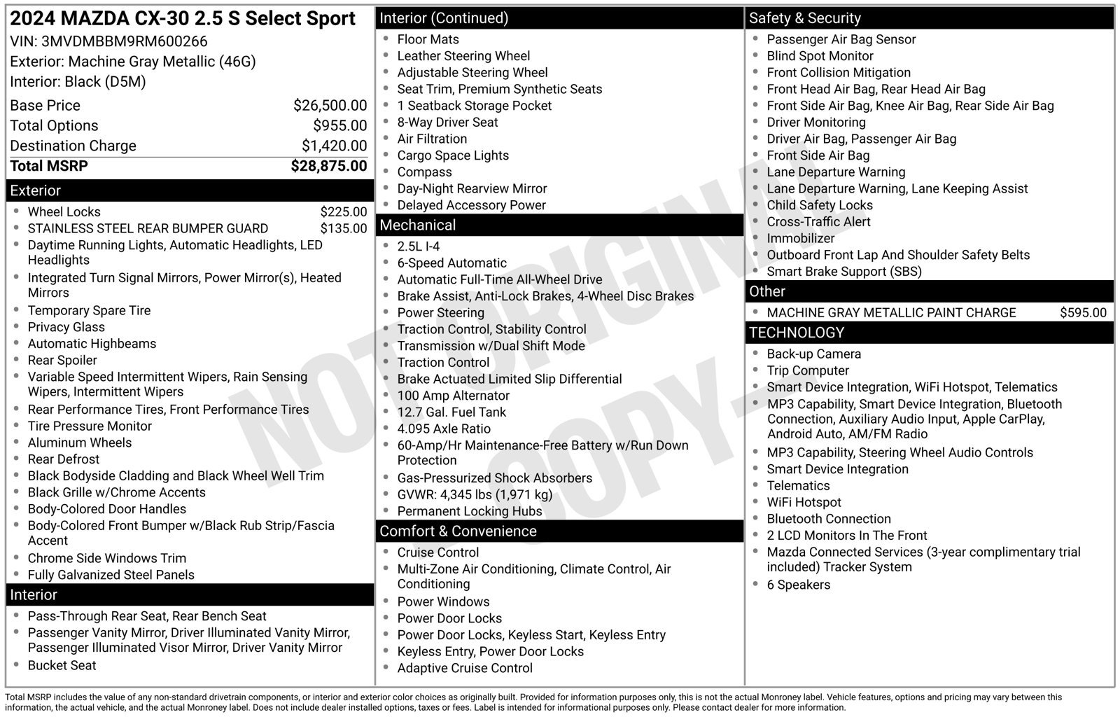 Used 2024 MAZDA CX-30 AWD 2.5 S w/ Select Sport Pkg image 15