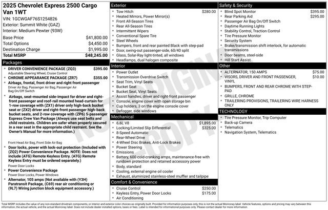 New 2025 Chevrolet Express 2500 w/ Driver Convenience Package RWD image 37