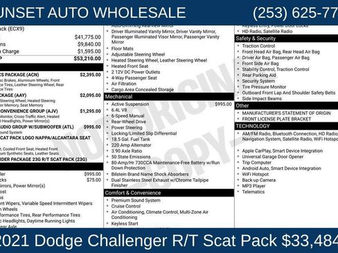 Used 2021 Dodge Challenger R/T Scat Pack w/ Dynamics Package RWD image 51