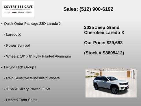 New 2025 Jeep Grand Cherokee Laredo X w/ Luxury Tech Group I RWD image 7