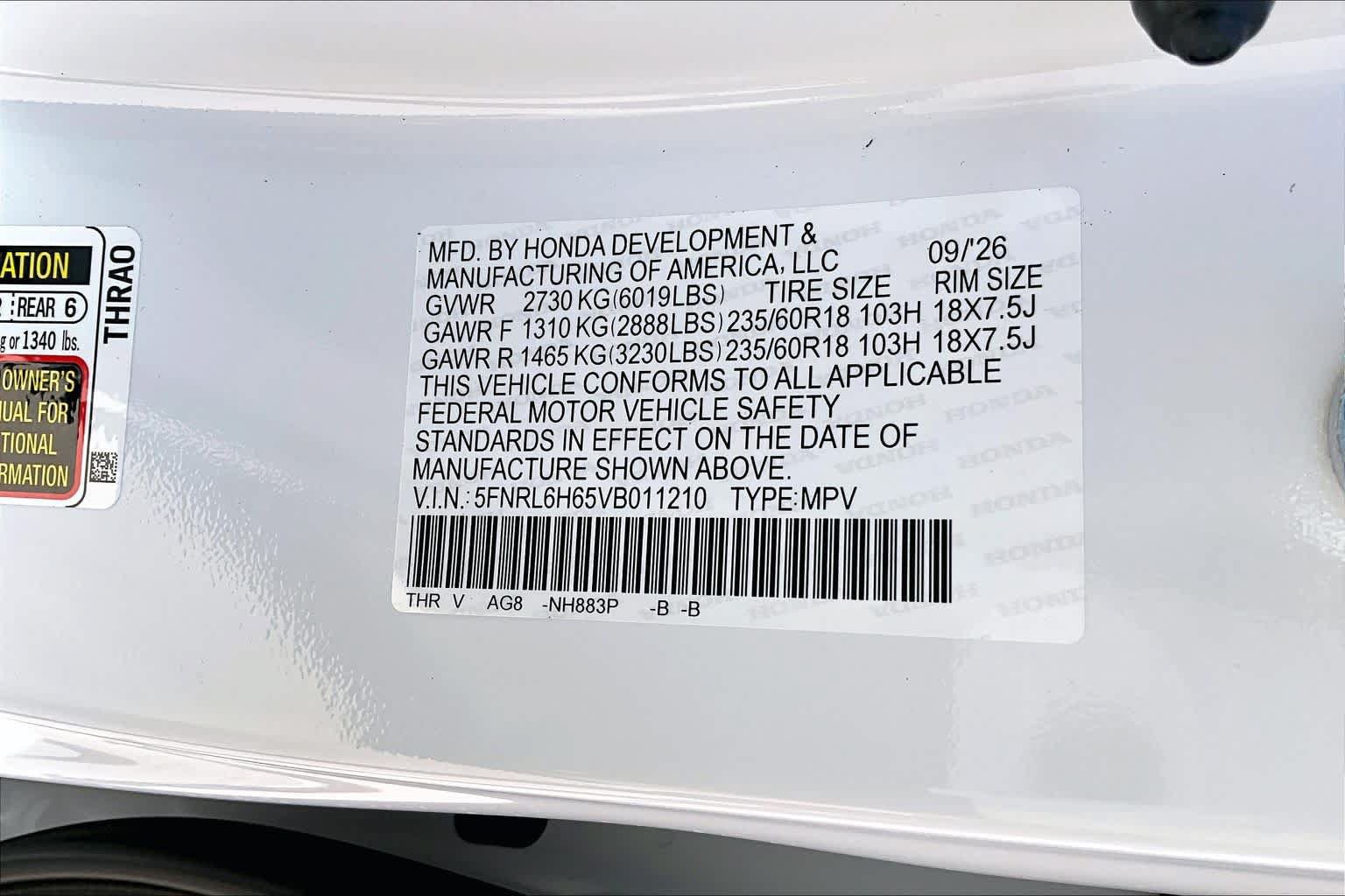New 2027 Honda Odyssey EX-L image 22