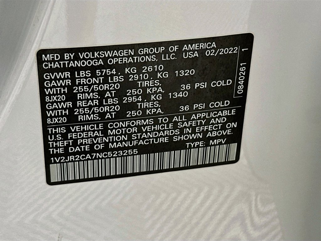 Used 2022 Volkswagen Atlas SE w/ Panoramic Sunroof Package FWD image 28