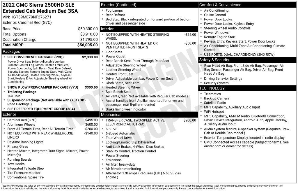 Used 2022 GMC Sierra 2500 SLE w/ SLE Convenience Package AWD/4WD image 5