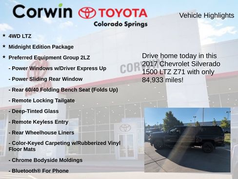 Used 2017 Chevrolet Silverado 1500 LTZ Z71 w/ LTZ Plus Package AWD/4WD image 7
